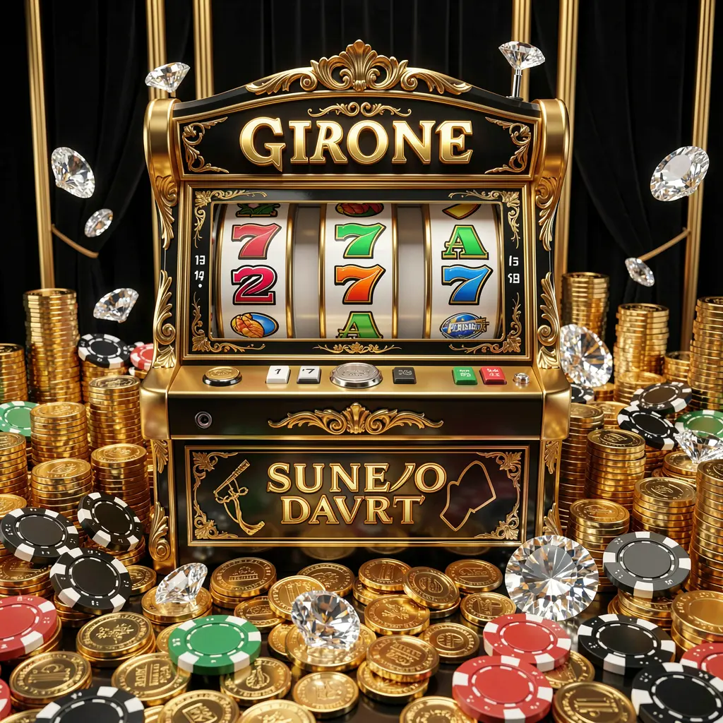 Close up view of a classic slot machine with triple sevens and flying gold coins representing premium slot gaming excitement at FF222 casino